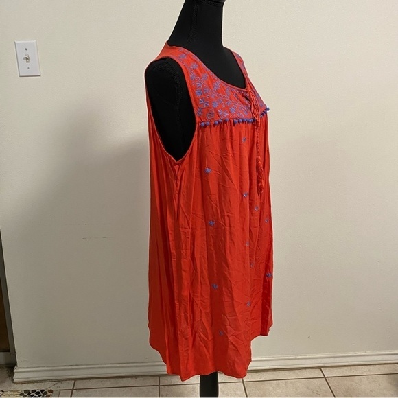 Umgee Embroidered Sleeveless Mini Dress Red Orange Size Large - Picture 3 of 14